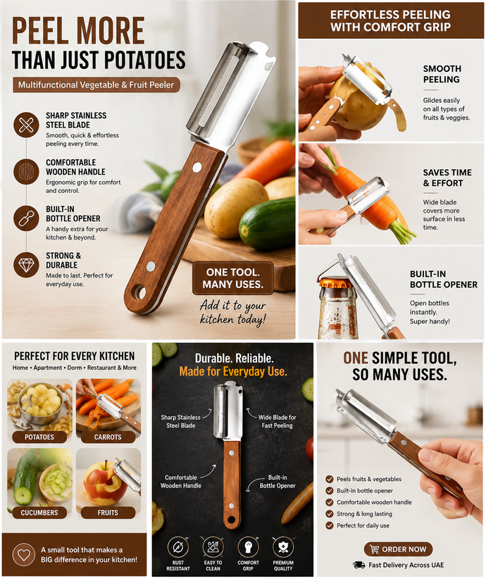 Multifunctional Vegetable & Fruit Peeler – Effortless Peeling with Comfort Grip
