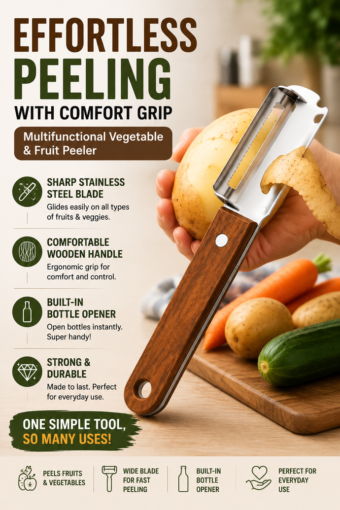 Multifunctional Vegetable & Fruit Peeler – Effortless Peeling with Comfort Grip