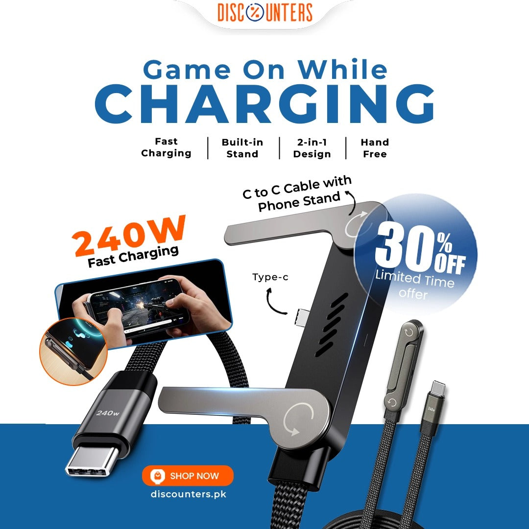 240W 2-in-1 C to C Cable with Phone Stand